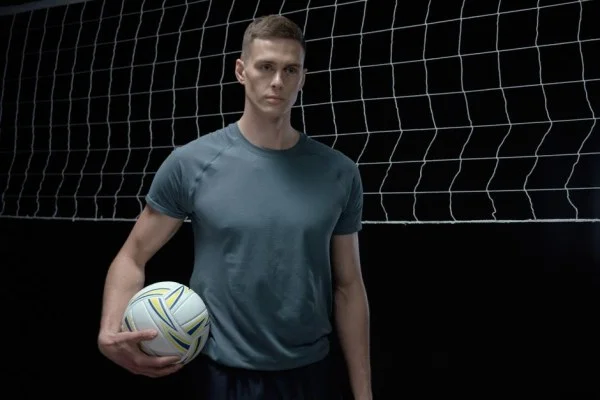 male volleyball player training